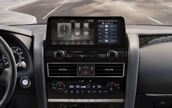 2023 Nissan Armada touchscreen and front console | Mathews Nissan of Paris in Paris TX